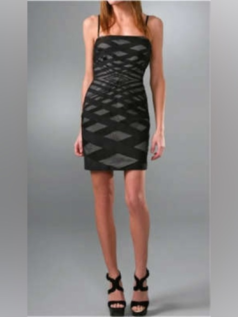 Robert Rodriguez Spaghetti Strap Black Cutout Sheath Dress (8)